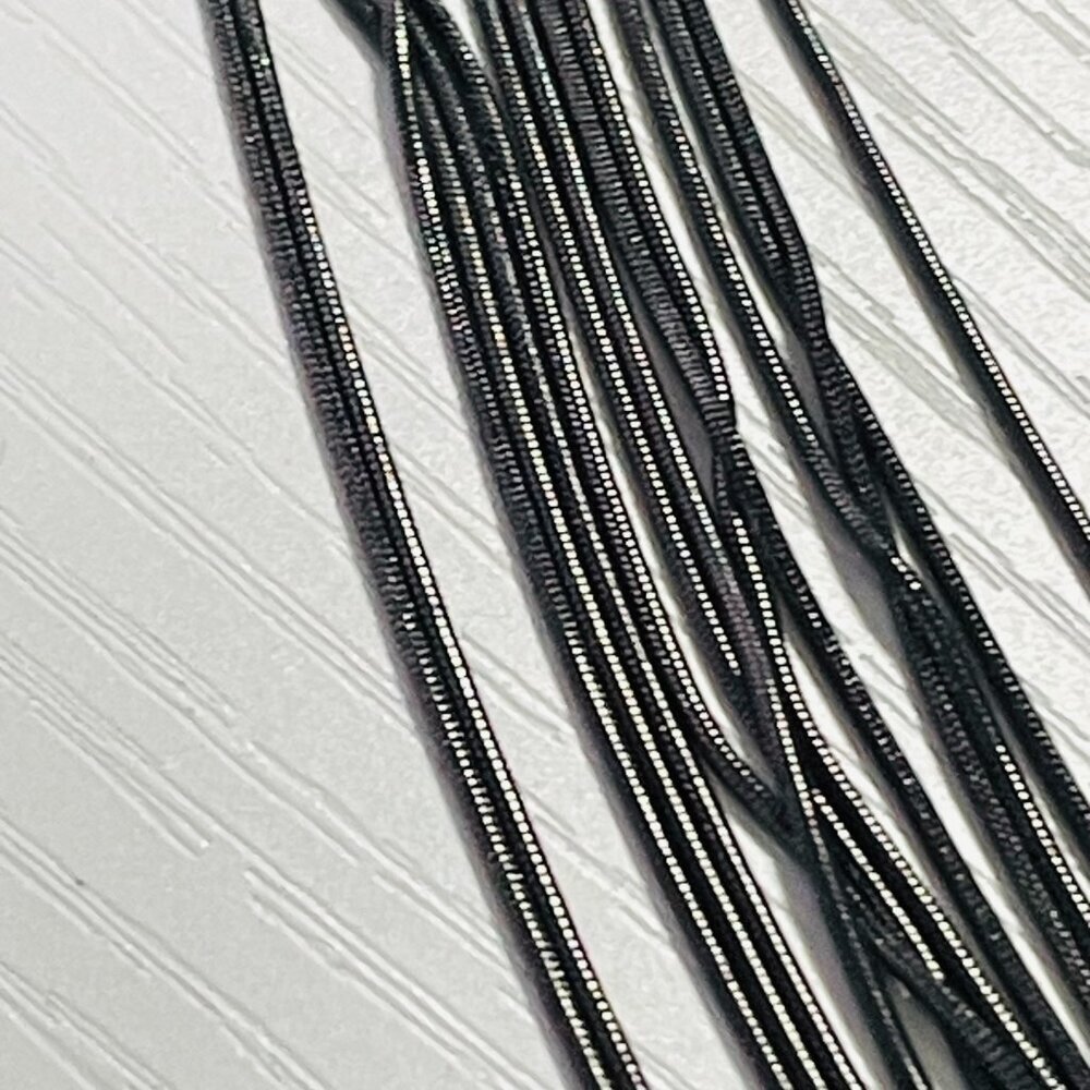 High Carbon Steel Piano Wire 14-Strand Necklace Gray Ribbon - Picture 4 of 10